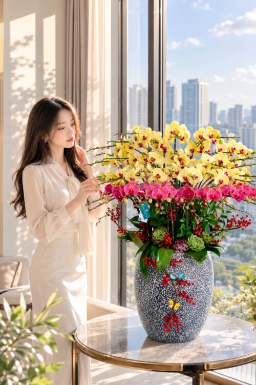 Chậu lan hồ điệp 30 cành - Vườn Xuân Chậu lan hồ điệp 30 cành – Vườn Xuân