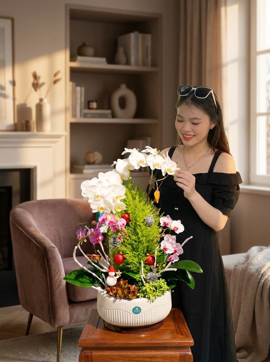 Chậu lan hồ điệp 6 cành – Thiên Đàng Tuyết Trắng Chậu lan hồ điệp 6 cành – Thiên Đàng Tuyết Trắng