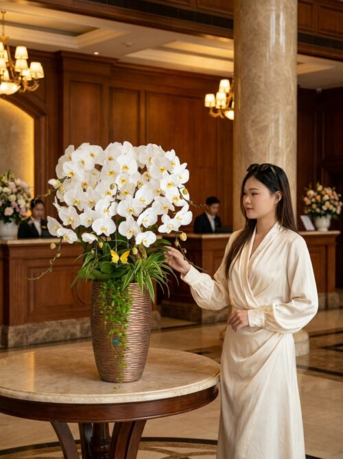 Chậu lan hồ điệp trắng 7 cành – Chốn Bình Yên