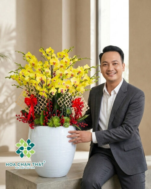 Chậu lan hồ điệp vàng 20 cành – Tài Lộc Đón Xuân