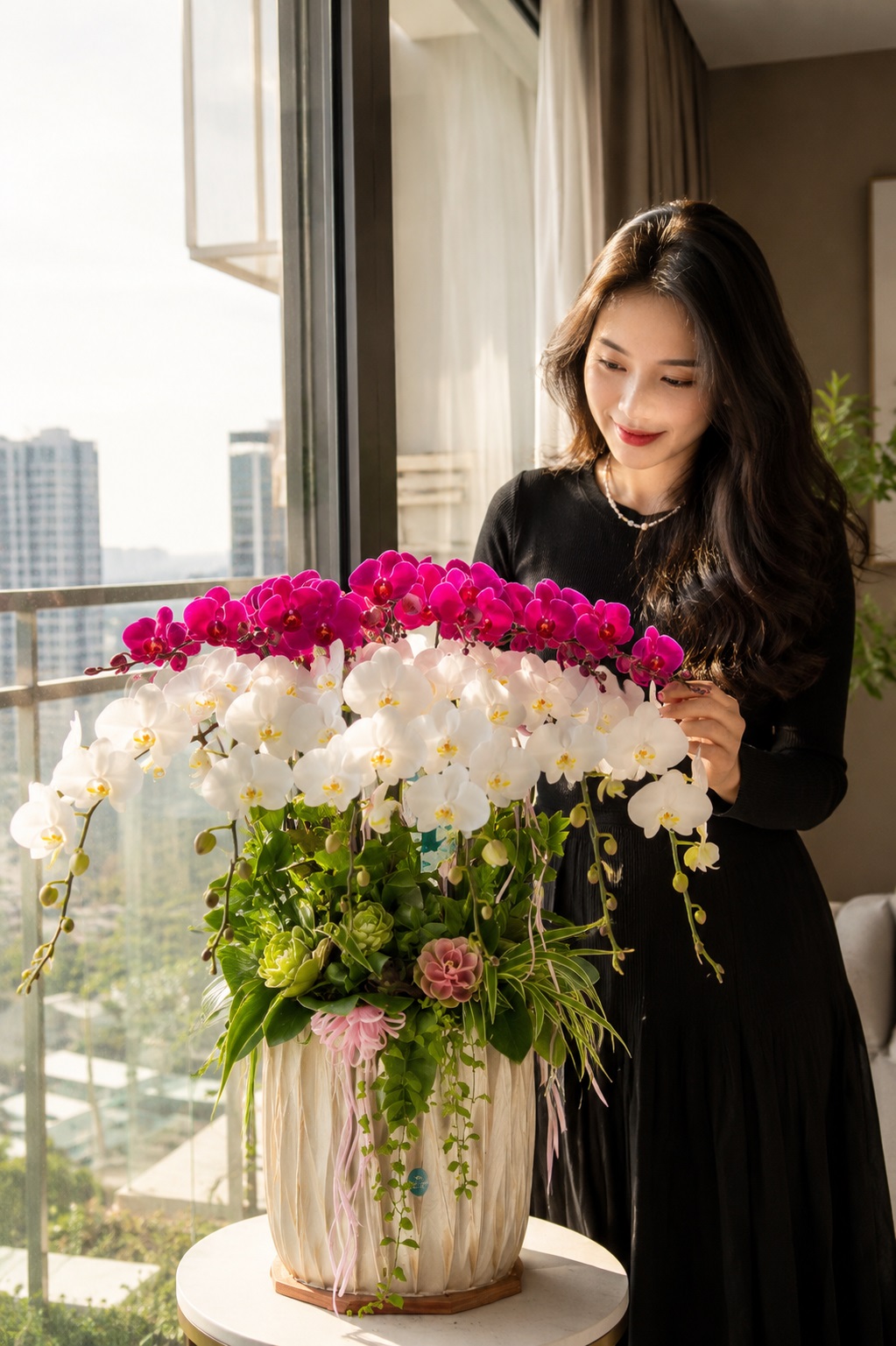 Chậu lan hồ điệp 12 cành – Thùy Vân Chậu lan hồ điệp 12 cành – Thùy Vân