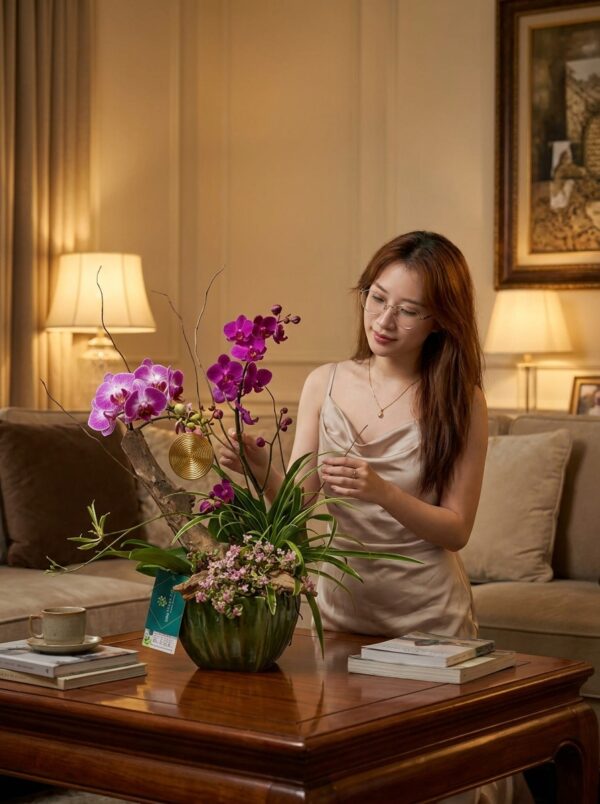 Chậu lan hồ điệp mini 2 cành – Sao Tím Chậu lan hồ điệp mini 2 cành – Sao Tím