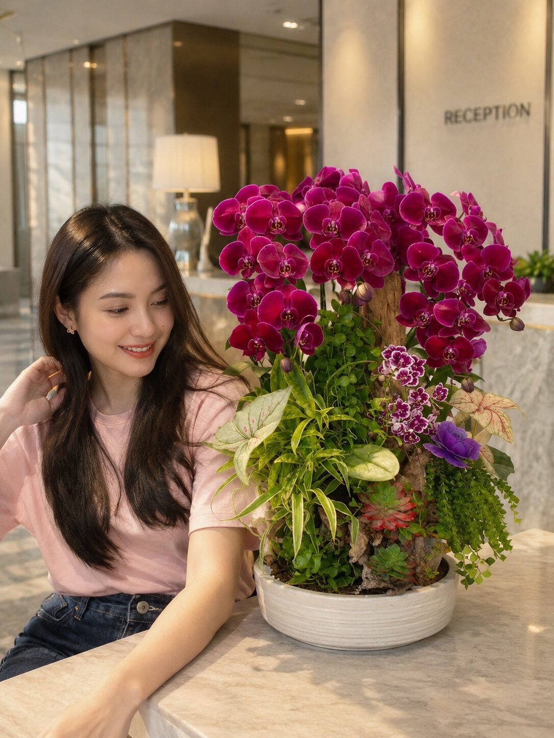 Chậu Lan Hồ Điệp Tím 8 Cành – Uyển Nhi Chậu Lan Hồ Điệp Tím 8 Cành – Uyển Nhi