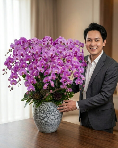 Chậu Lan Hồ Điệp 20 Cành – Màu Hồng Tươi Thịnh Vượng