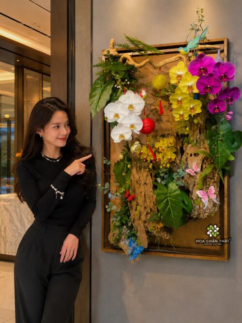 Tranh Lan Hồ Điệp 5 Cành – Hòa Sắc Phú Quý