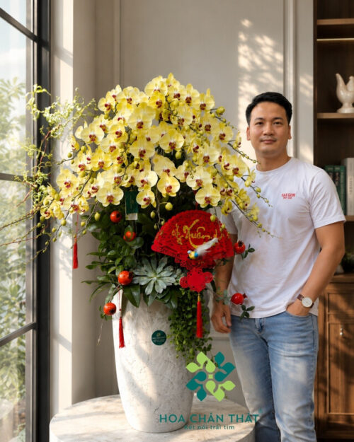 Chậu Lan Hồ Điệp 20 Cành Màu Vàng – Hoàng Kim Thịnh Vượng