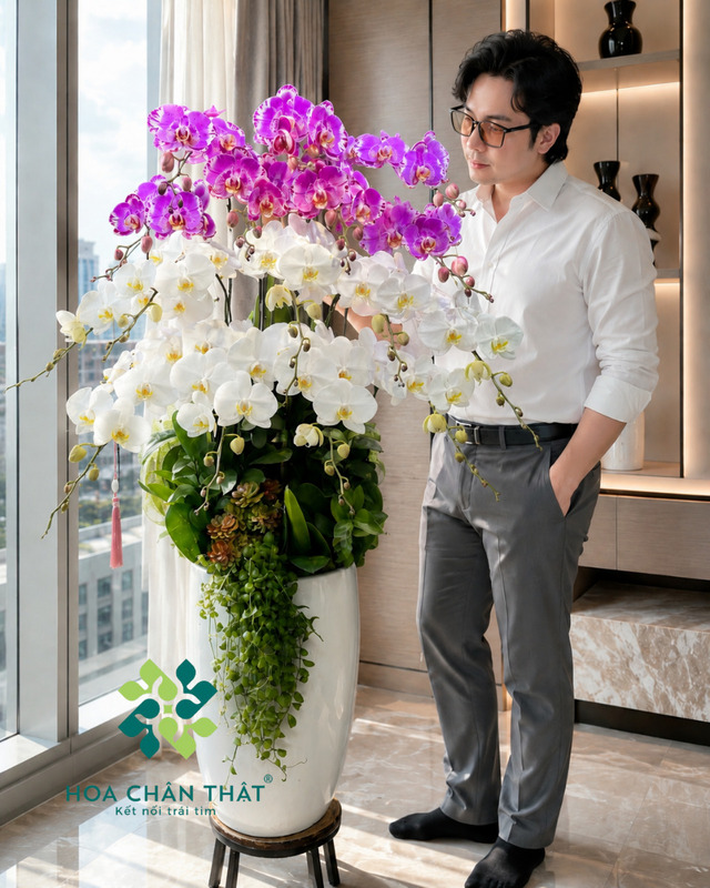Chậu lan hồ điệp mix trắng hồng 16 cành – Hồng phúc viên mãn Chậu lan hồ điệp mix trắng hồng 16 cành – Hồng phúc viên mãn